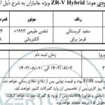 شرایط فروش فوری هوندا ZR-V هیبریدی برای جانبازان اعلام شد