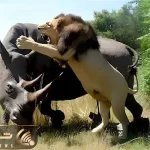 مستند حیات وحش / کرگدن قلدار قادر است با شیر، کفتار و حتی فیل سر شاخ شود
